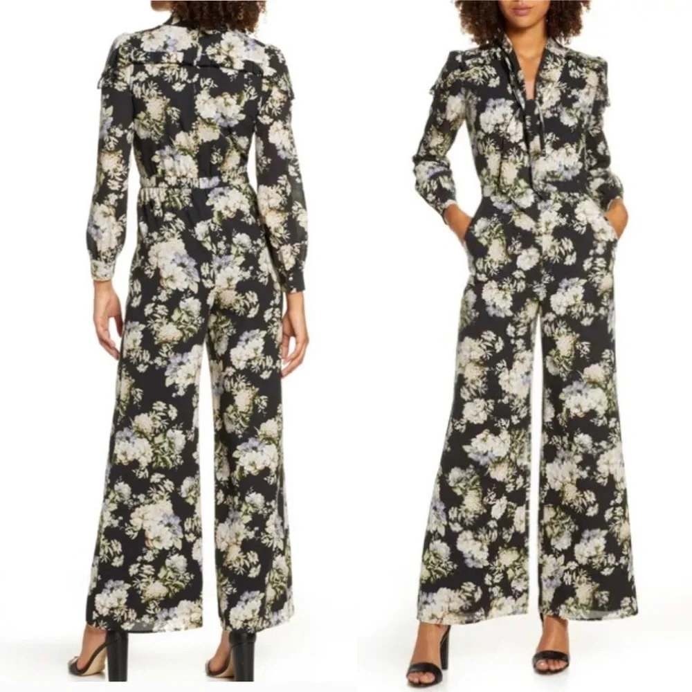 Anthropologie Stay Magical Floral Jumpsuit Size Large Ali & Jay Long Sleeve Fall